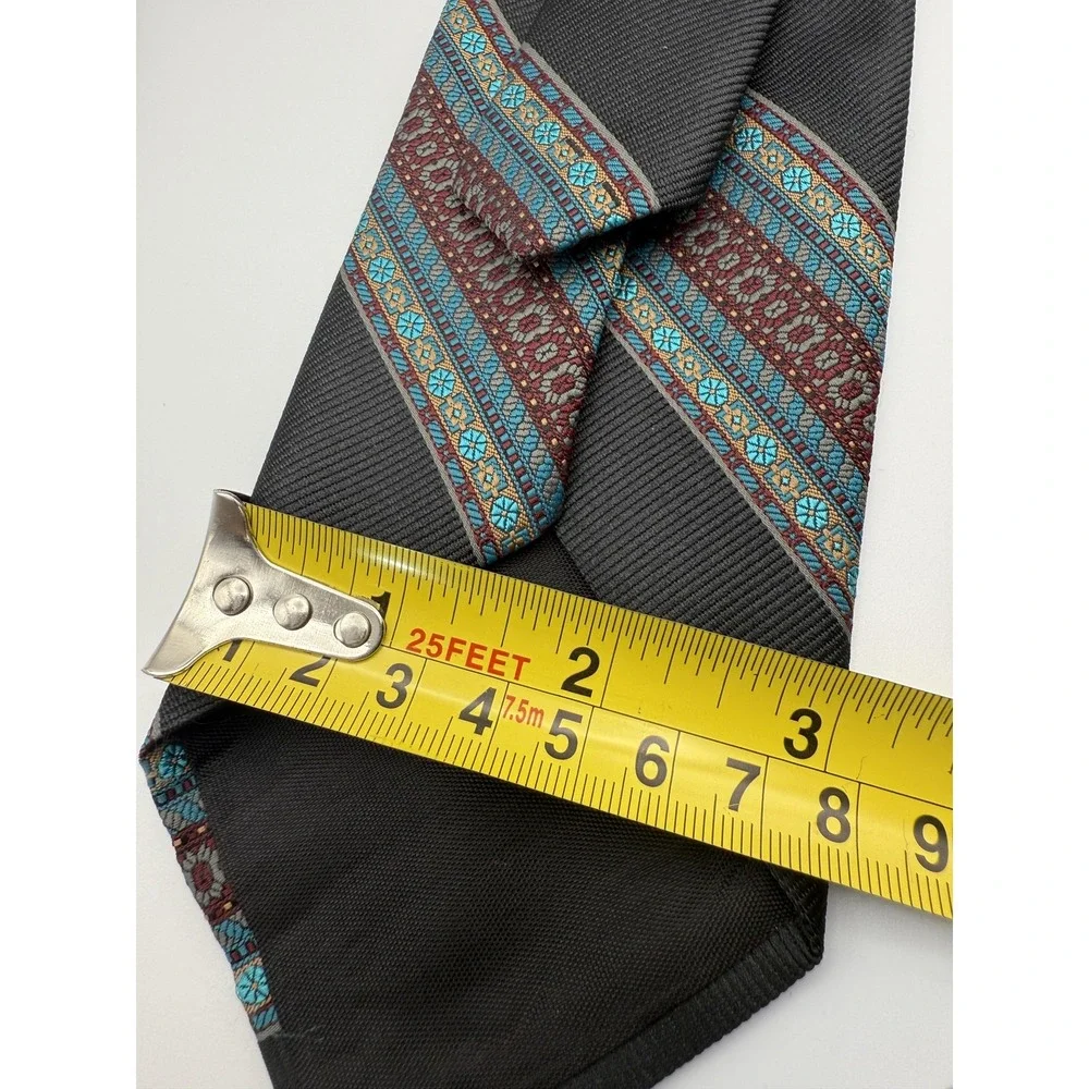 Vintage Wembley Tie Mens Classic Black‎ Blue Red Medallion Geometric WemSilk 90s